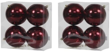 8x Kunststof kerstballen glanzend bordeaux rood 12 cm kerstboom versiering/decoratie - Kerstbal