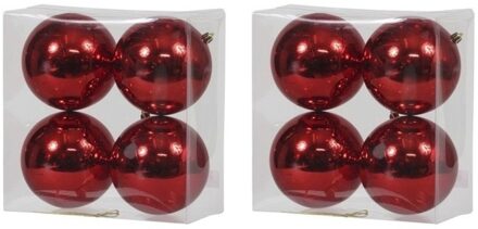 8x Kunststof kerstballen glanzend rood 12 cm kerstboom versiering/decoratie - Kerstbal