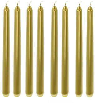 8x Lange kaarsen goud 25 cm - Dinerkaarsen Goudkleurig