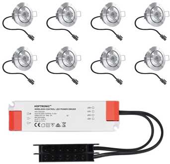 8x Lavanto - Mini LED spotjes 12V IP44 Grijs
