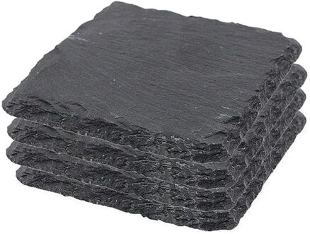 8x Leisteen kaarsenborden 10 x 10 cm - Glazenonderzetters Grijs