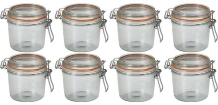 8x Luchtdichte weckpottentransparant glas 350 ml - Weckpotten