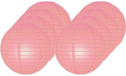 8x Luxe bol lampionnen roze 25 cm