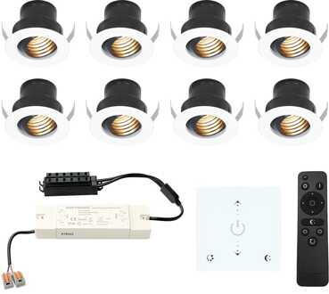 8x Medina - Mini LED spotjes 12V IP44 Dimbaar via Wit