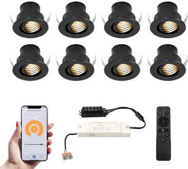 8x Medina - Mini LED spotjes 12V IP44 Zwart