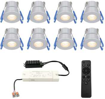 8x Milano - Mini LED spotjes 12V IP65 Dimbaar via Grijs