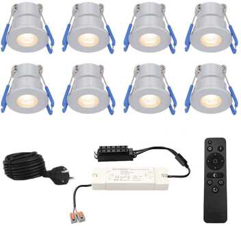 8x Milano - Mini LED spotjes 12V IP65 Dimbaar via Grijs