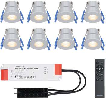 8x Milano - Mini LED spotjes 12V IP65 Dimbaar via Grijs