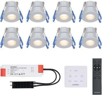 8x Milano - Mini LED spotjes 12V IP65 Grijs