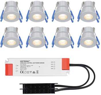 8x Milano - Mini LED spotjes 12V IP65 Grijs