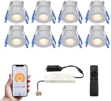 8x Milano - Mini LED spotjes 12V IP65 Zilver