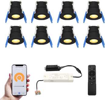 8x Milano - Mini LED spotjes 12V IP65 Zwart