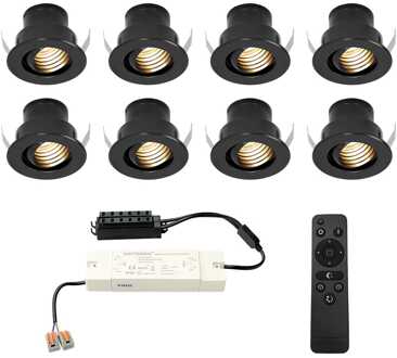 8x - Mini LED spotjes 12V IP44 Dimbaar via Zwart