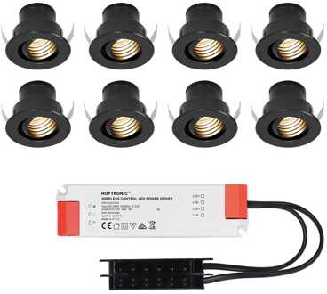 8x - Mini LED spotjes 12V IP44 Zwart