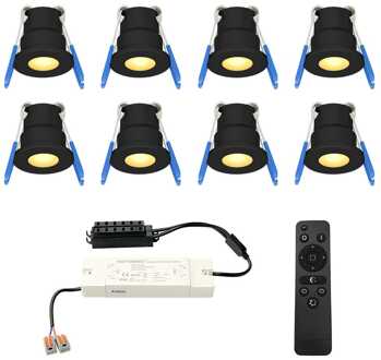 8x - Mini LED spotjes 12V IP65 Dimbaar via Zwart
