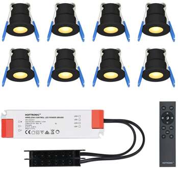 8x - Mini LED spotjes 12V IP65 Dimbaar via Zwart