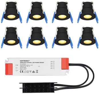 8x - Mini LED spotjes 12V IP65 Zwart