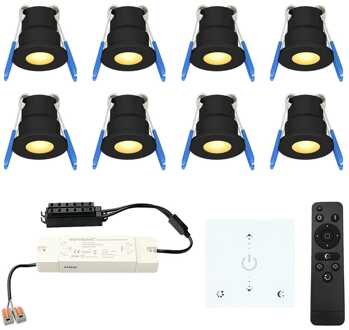 8x - Mini LED spotjes 12V IP65 Zwart