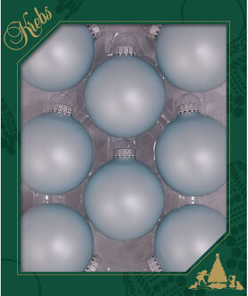 8x Misty aqua blauwe velvet glazen kerstballen mat 7 cm kerstboomversiering Lichtblauw