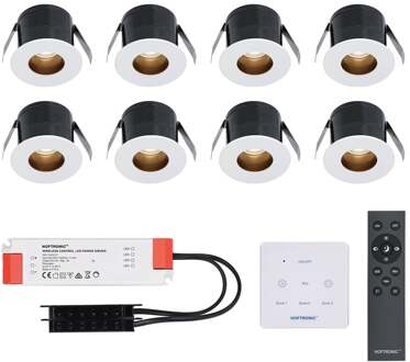 8x Olivia - Mini LED spotjes 12V IP44 Dimbaar via Wit