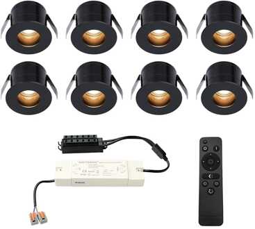 8x Olivia - Mini LED spotjes 12V IP44 Dimbaar via Zwart