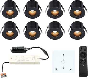 8x Olivia - Mini LED spotjes 12V IP44 Dimbaar via Zwart