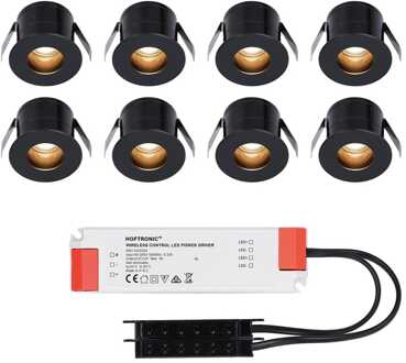 8x Olivia - Mini LED spotjes 12V IP44 Zwart