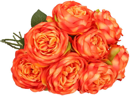 8x Oranje rozen kunstbloemen 66 cm