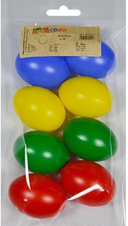 8x Plastic eitjes multikleur/gekleurd 6 cm decoratie/versiering - Feestdecoratievoorwerp