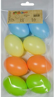 8x Plastic eitjes pastel multikleur/gekleurd 6 cm decoratie/versiering - Feestdecoratievoorwerp