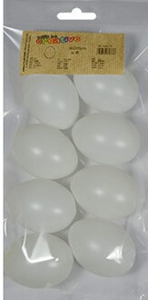 8x Plastic eitjes wit 6 cm decoratie/versiering - Feestdecoratievoorwerp