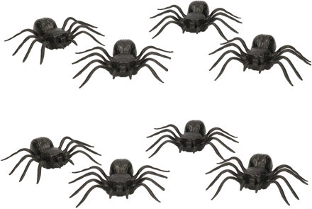 8x Plastic nep spinnen 10 cm Halloween decoratie