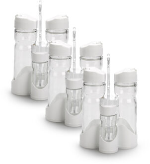 8x plasticforte olie- en azijn set - kunststof - wit - incl. peper en zout strooier