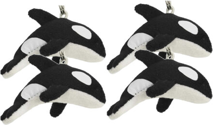 8x Pluche orka knuffel sleutelhanger 6 cm - Speelgoed dieren sleutelhangers