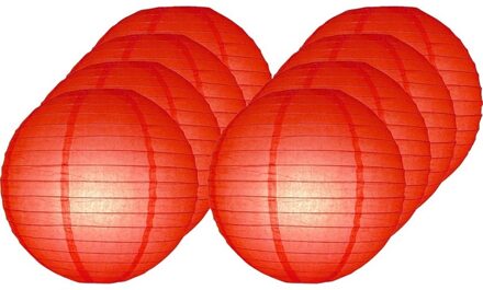 8x Rode lampionnen rond 25 cm - Feestlampionnen Rood
