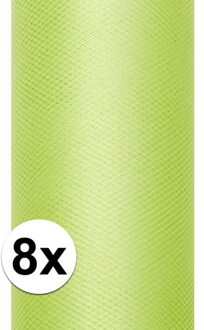 8x rollen tule stof licht groen 0,15 x 9 meter