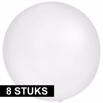 8x Ronde ballon wit 60 cm voor helium of lucht