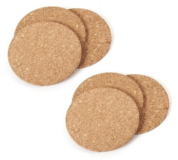 8x Ronde onderzetters van kurk 10 x 10 cm