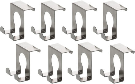 8x RVS deurhaken 5 cm - Huishouden deurhaken van RVS 8 stuks - Ophanghaakjes