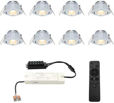 8x Sienna - Mini LED spotjes 12V IP44 Dimbaar via Grijs