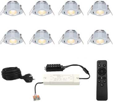 8x Sienna - Mini LED spotjes 12V IP44 Dimbaar via Grijs
