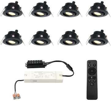 8x Sienna - Mini LED spotjes 12V IP44 Dimbaar via Zwart