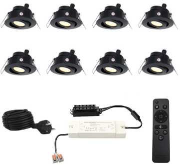 8x Sienna - Mini LED spotjes 12V IP44 Dimbaar via Zwart