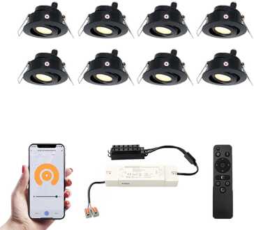 8x Sienna - Mini LED spotjes 12V IP44 Zwart