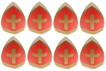 8x Sinterklaas kinder mijter van karton