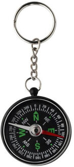 8x Sleutelhangers met zwart kompas 4 cm - Voordelige uitdeel cadeautjes/geschenken