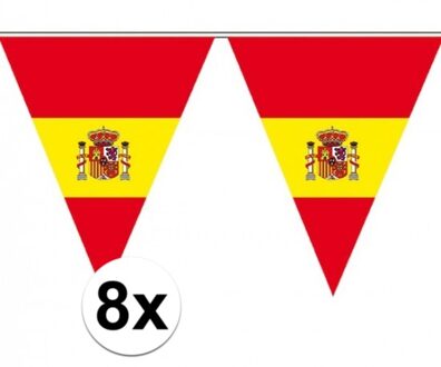 8x Spanje supporter vlaggenlijnen 5 meter - Spaans thema - Spaanse vlag decoratie