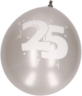 8x stuks 25 jaar ballonnen zilver
