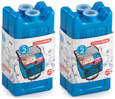 8x stuks 90 grams koelelementen - 11 x 5.5 cm - blauw - kunststof - met sneeuwvlokken print