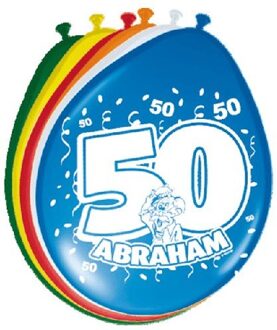 8x stuks Ballonnen versiering 50 jaar Abraham Multikleur